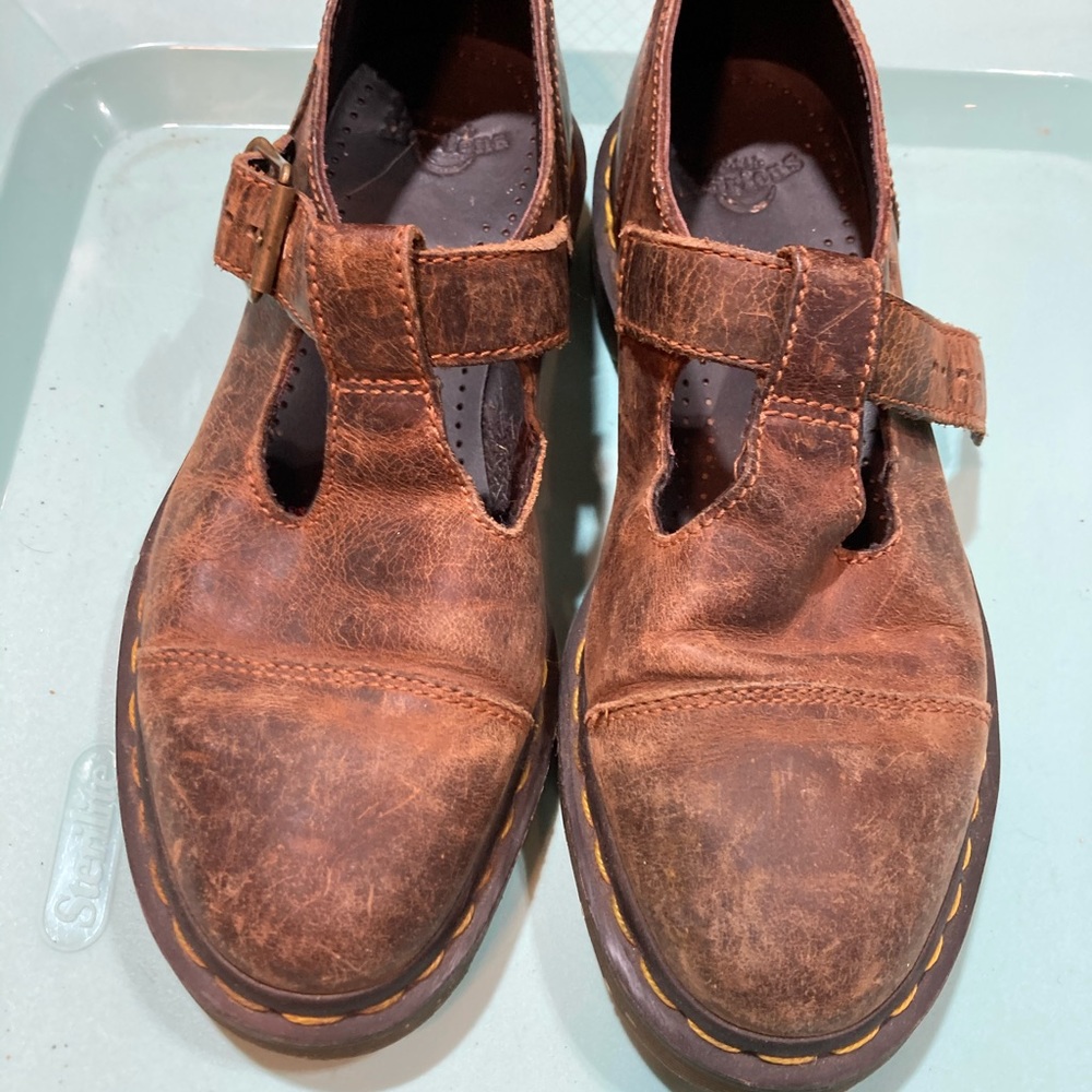 Tan Doc Martens Mary Janes (missing buckle)